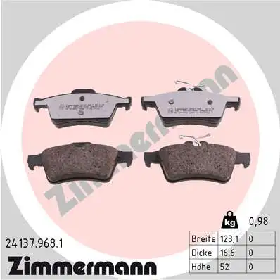 Тормозные колодки дисковые ZIMMERMANN 24137.968.1