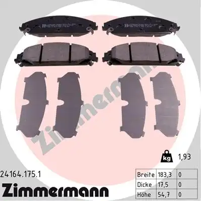 Тормозные колодки дисковые ZIMMERMANN 24164.175.1