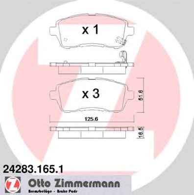 Колодки тормозные дисковые ZIMMERMANN 24283.165.1