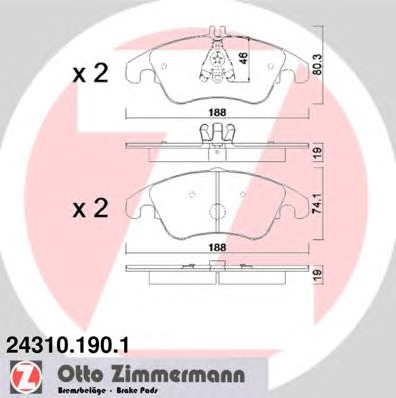 Колодки тормозные дисковые ZIMMERMANN 24310.190.1