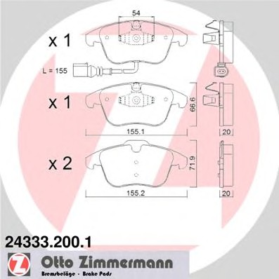 Колодки тормозные дисковые ZIMMERMANN 24333.200.1