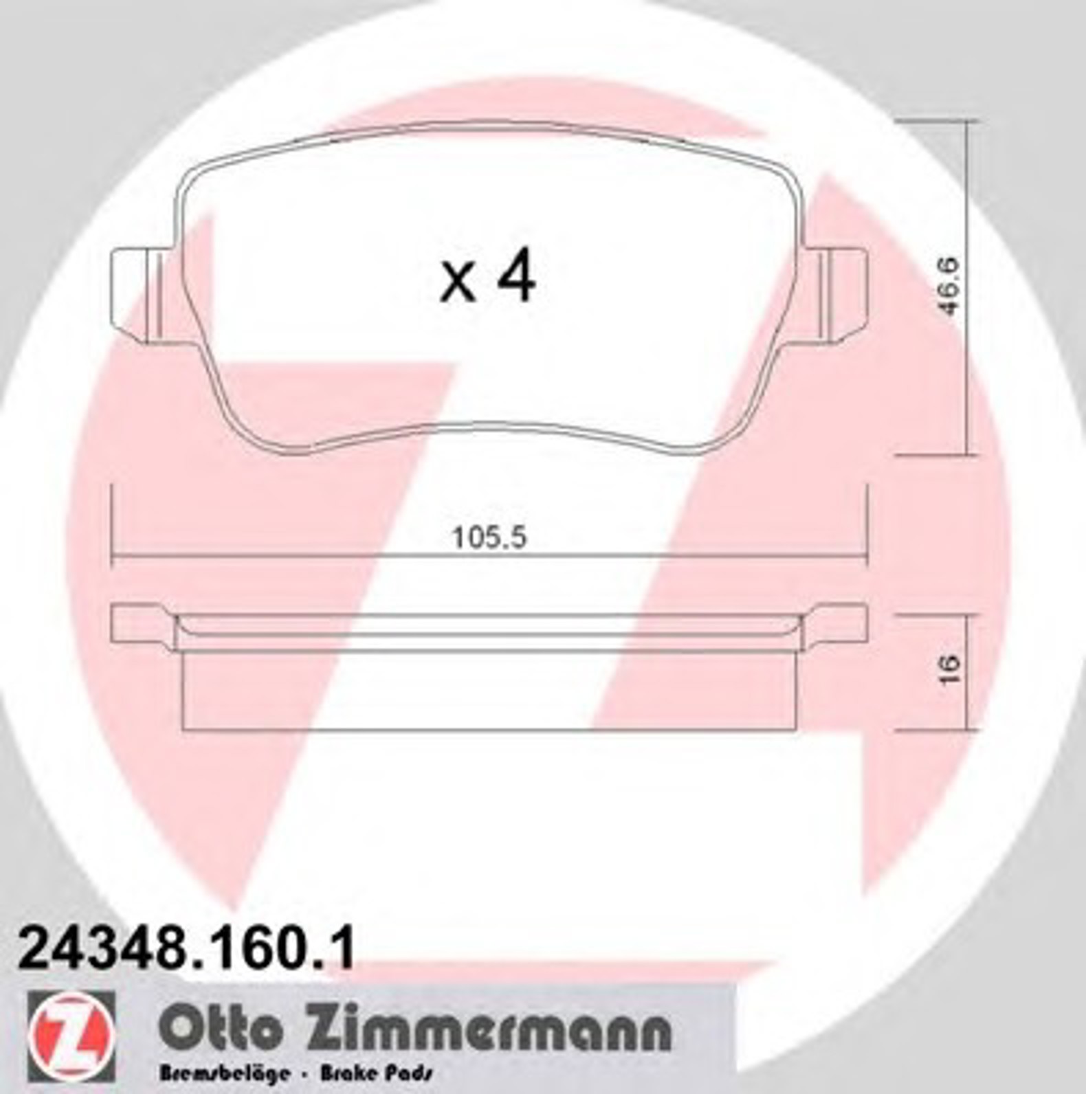 Колодки торм sbb fiat ZIMMERMANN 24348.160.1