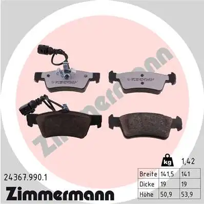 Тормозные колодки дисковые ZIMMERMANN 24367.990.1