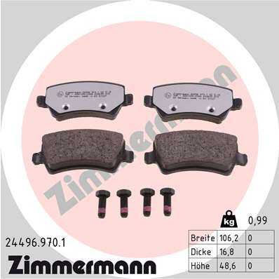 К-кт колодки lrovfreelander 2/galaxy/range rover evoque/s60 ii/s80 ii/s-max/v60/v70 iii/xc60/xc70 ii ZIMMERMANN 24496.970.1