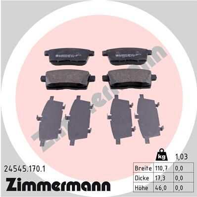 Тормозные колодки ZIMMERMANN 24545.170.1