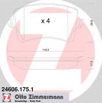 Колодки тормозные дисковые ZIMMERMANN 24606.175.1
