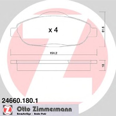 Комплект монтажный тормозных колодок ZIMMERMANN 24660.180.1