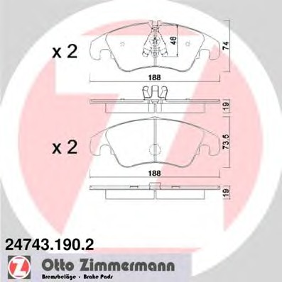Колодки тормозные дисковые ZIMMERMANN 24743.190.2