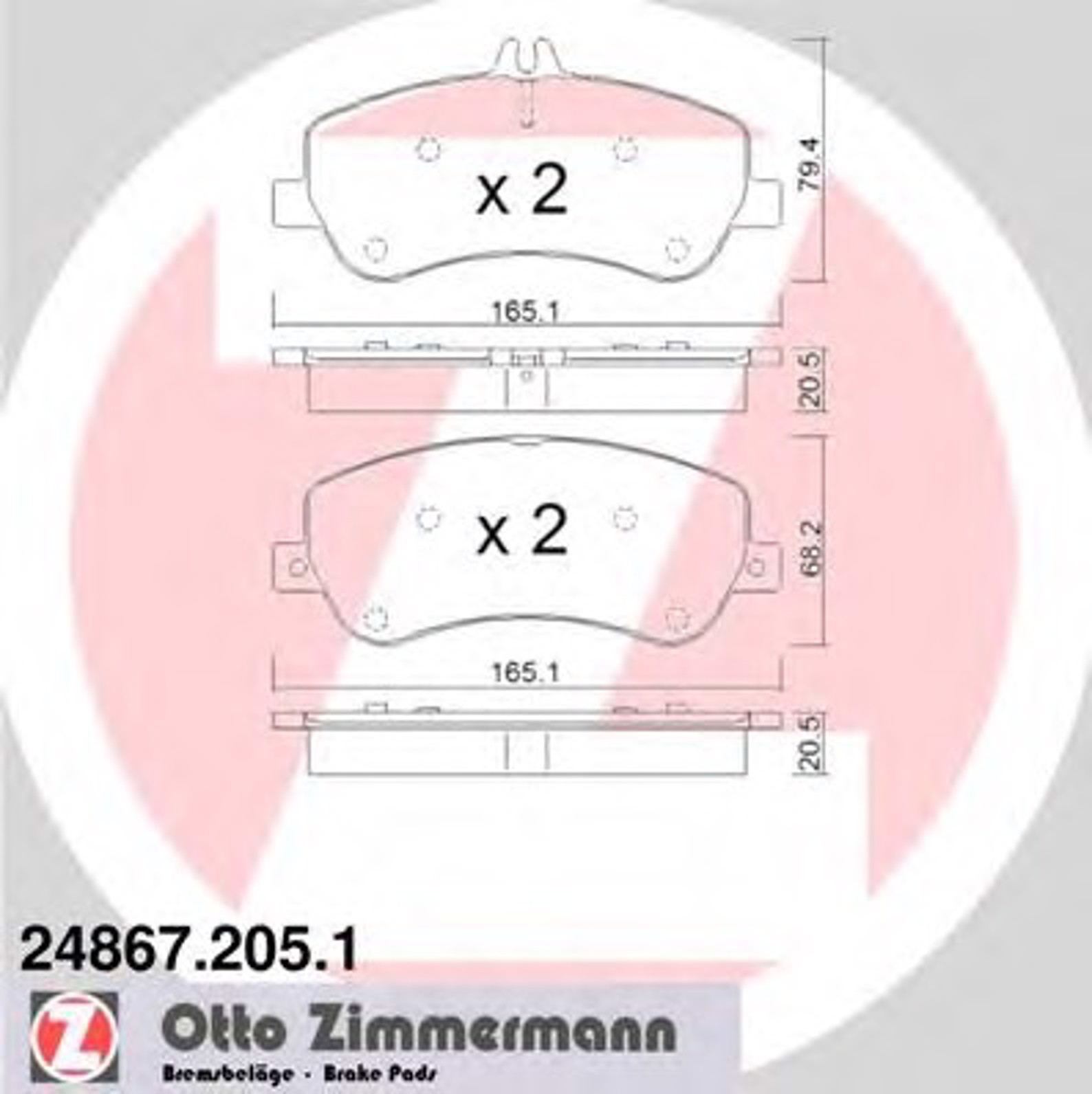 Тормозные колодки ZIMMERMANN 24867.205.1