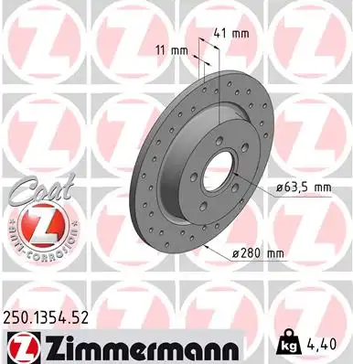 Диск тормозной ZIMMERMANN 250.1354.52
