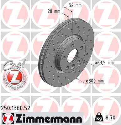 Тормозные диски ZIMMERMANN 250.1360.52