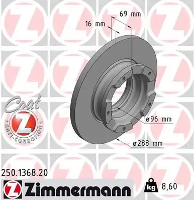 Тормозные диски ZIMMERMANN 250.1368.20