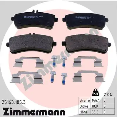 Колодки тормозные дисковые /комплект 4 шт/ ZIMMERMANN 25163.185.3