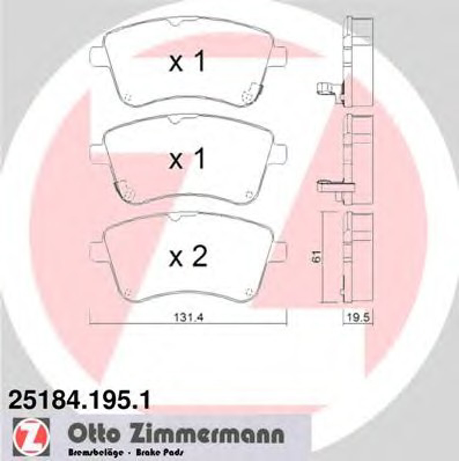 Колодки торм. диск. к-кт sbb kia venga 10- ZIMMERMANN 25184.195.1