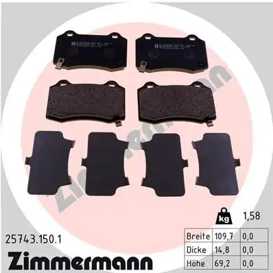 Колодки торм диск зад tesla model s 13- / hyundai genesis 07-14 / jeep grch 11- ZIMMERMANN 25743.150.1