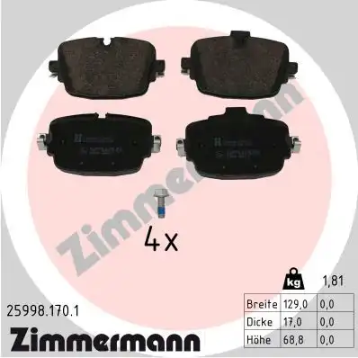 Тормозные колодки дисковые ZIMMERMANN 25998.170.1