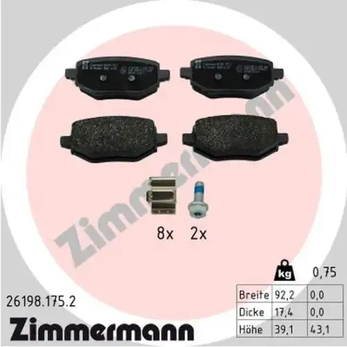 Тормозные колодки дисковые ZIMMERMANN 26198.175.2
