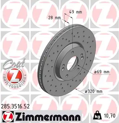 Тормозные диски ZIMMERMANN 285.3516.52