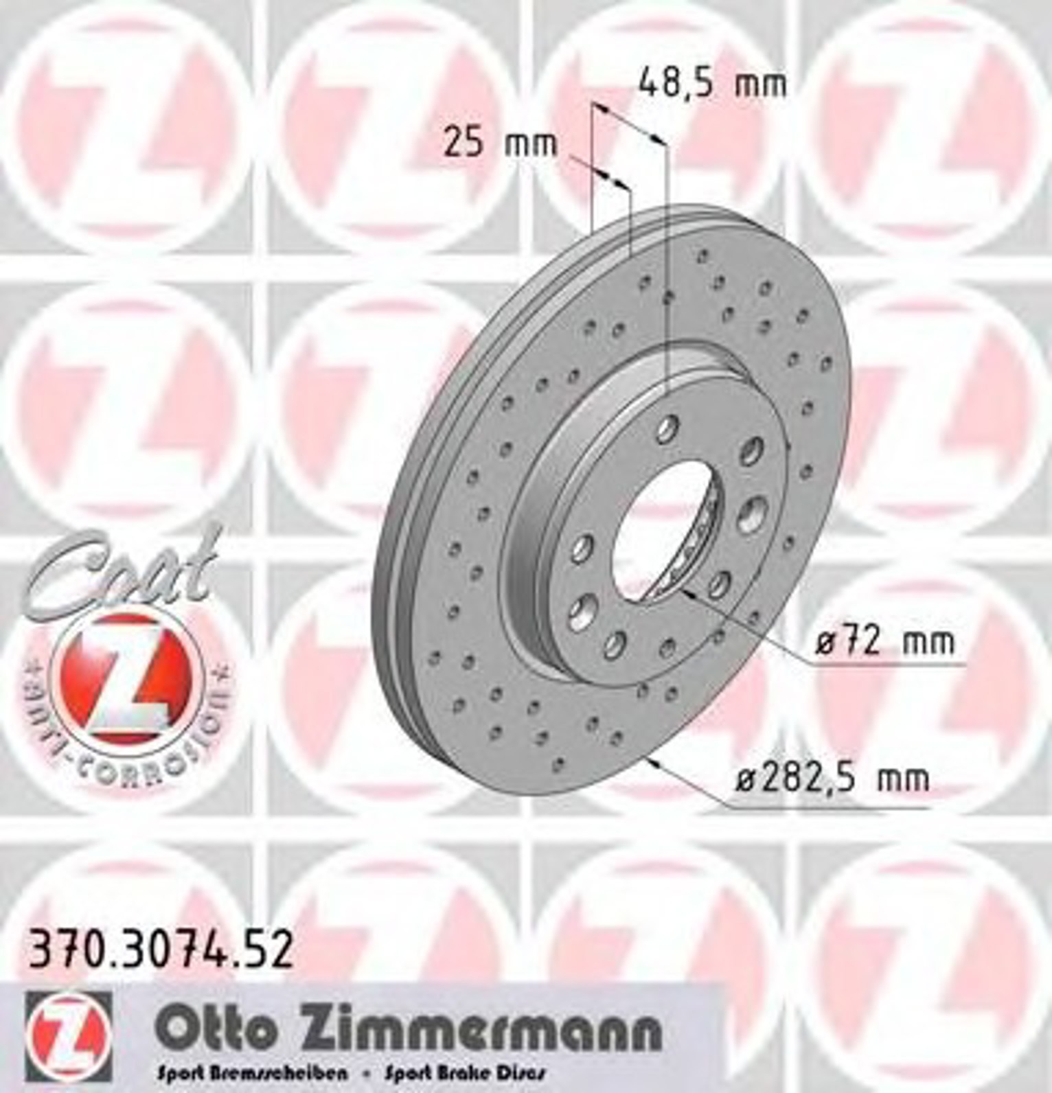 Диск тормозной ZIMMERMANN 370.3074.52