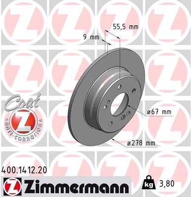Тормозные диски ZIMMERMANN 400.1412.20