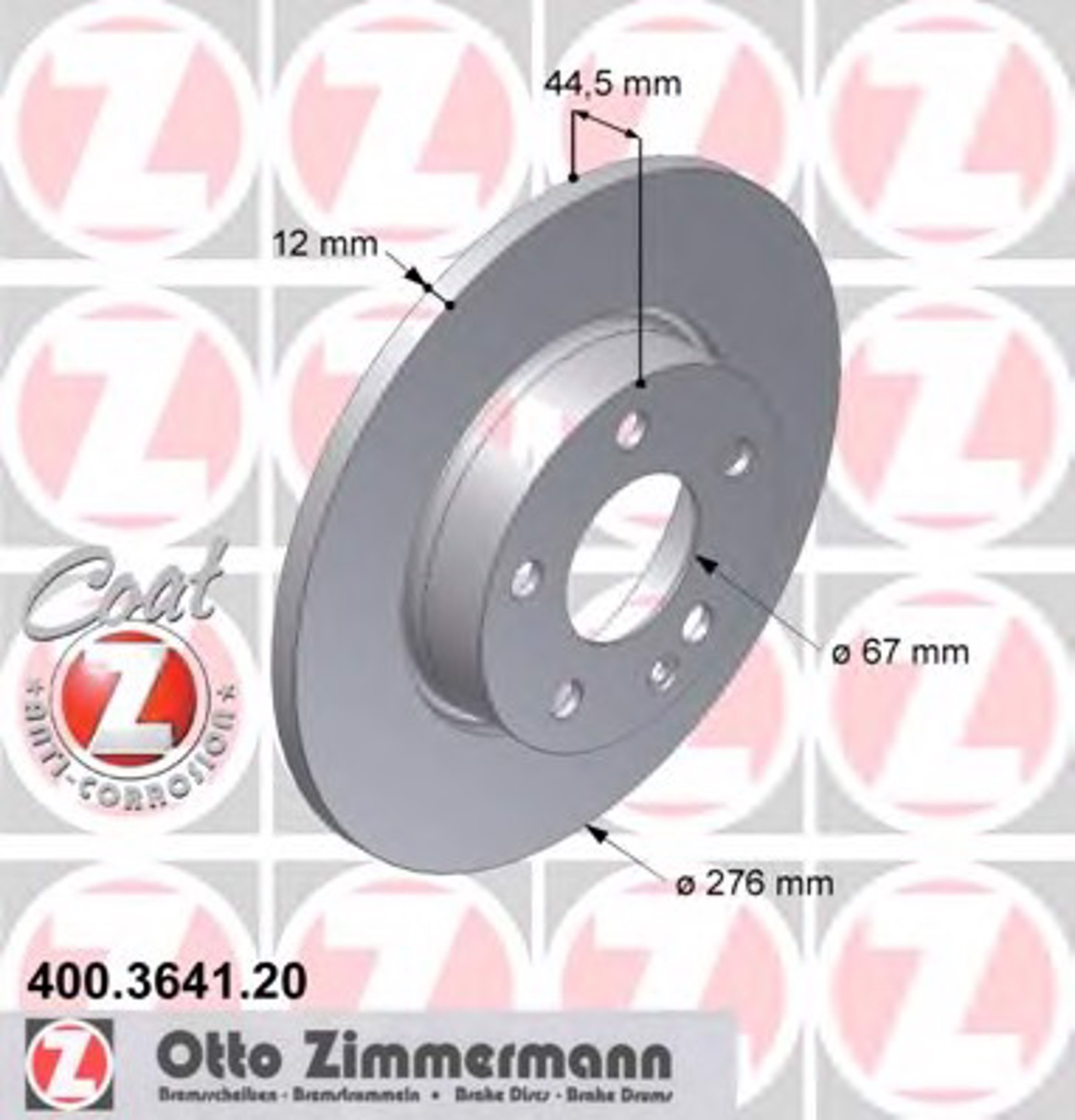 Тормозные диски ZIMMERMANN 400.3641.20