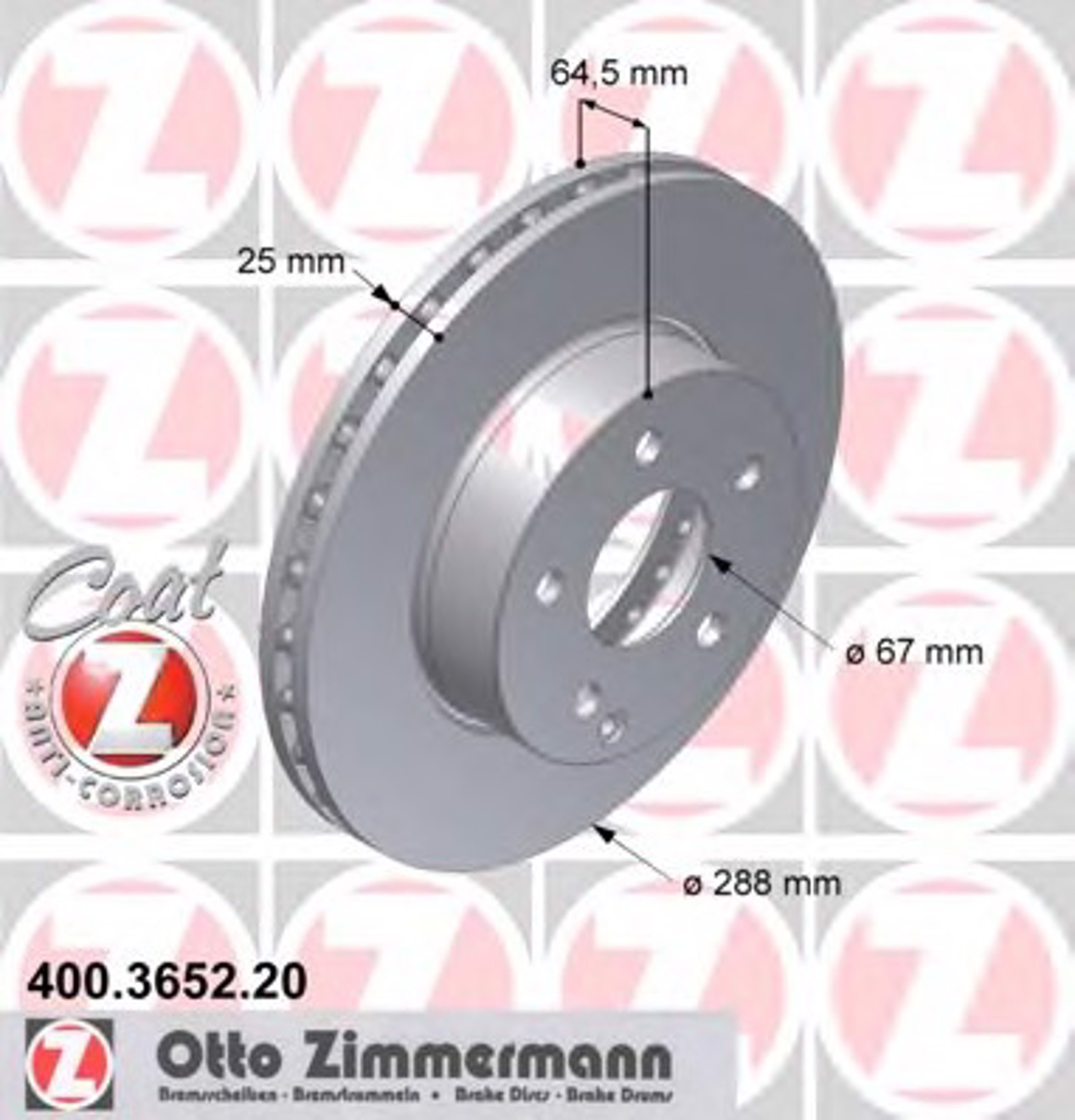 Тормозные диски ZIMMERMANN 400.3652.20