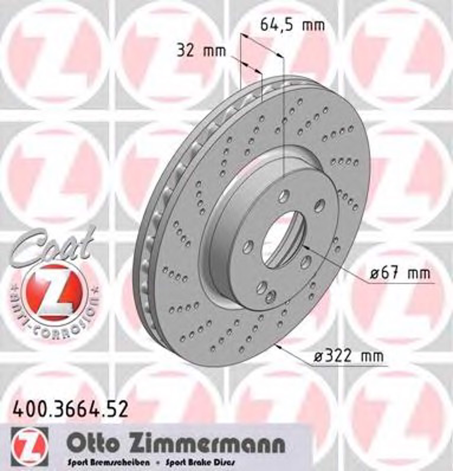 Тормозные диски ZIMMERMANN 400.3664.52
