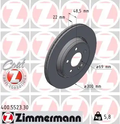 Диск тормозной задн mb c (w205) 14- ZIMMERMANN 400.5523.30