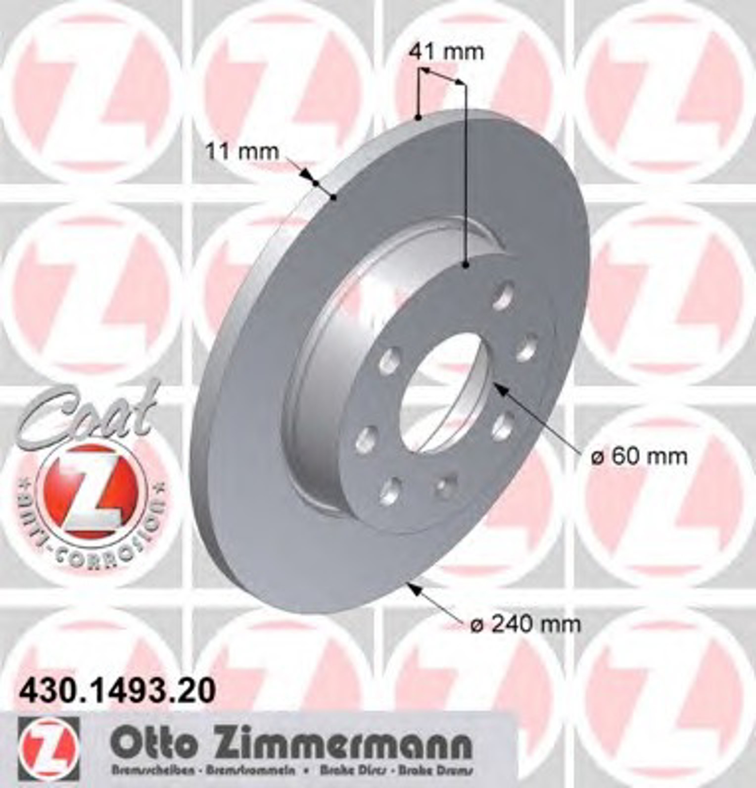 Диск тормозной ZIMMERMANN 430.1493.20