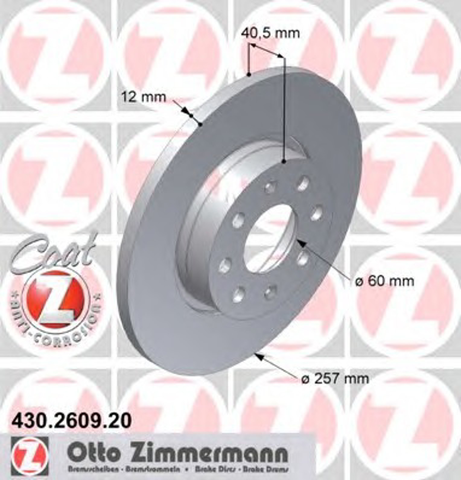 Диск тормозной ZIMMERMANN 430.2609.20