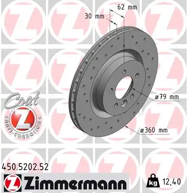 450.5202.52 диск тормозной передний sport ZIMMERMANN 450520252