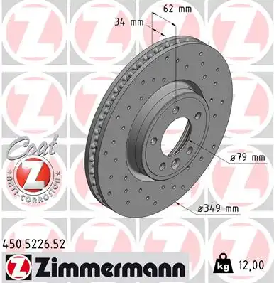 Диск тормозной ZIMMERMANN 450.5226.52