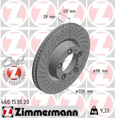 Тормозные диски ZIMMERMANN 460.1530.20