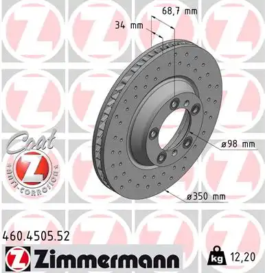Диск тормозной ZIMMERMANN 460.4505.52