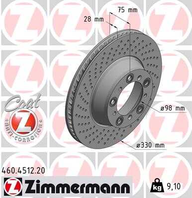 Диск тормозной ZIMMERMANN 460.4512.20