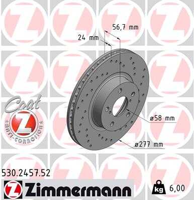 Тормозные диски ZIMMERMANN 530.2457.52