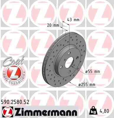Тормозные диски ZIMMERMANN 590.2580.52