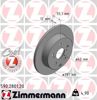 Тормозные диски ZIMMERMANN 590.2801.20