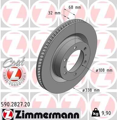 Диск торм toy 4runner/land cruiser/lex gx 09- пер вент z ZIMMERMANN 590.2827.20
