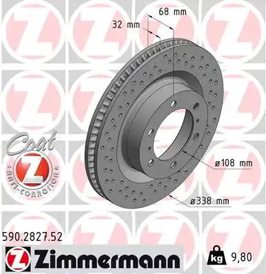 Диск тормозной ZIMMERMANN 590.2827.52