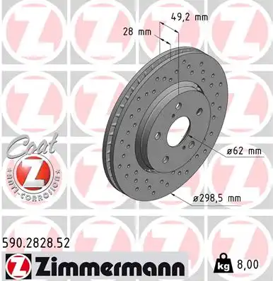 Диск тормозной ZIMMERMANN 590.2828.52