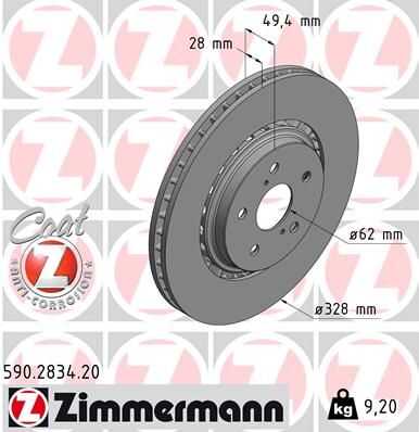 Диск тормозной toyota ZIMMERMANN 590.2834.20