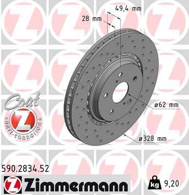 Диск тормозной ZIMMERMANN 590.2834.52