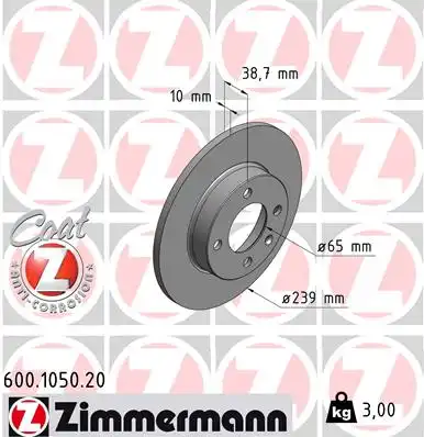 Тормозные диски ZIMMERMANN 600.1050.20