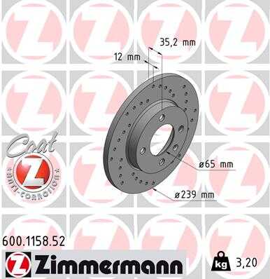 Тормозные диски ZIMMERMANN 600.1158.52