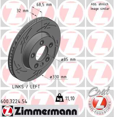 Диск торм vag/prs пер лев black z 330x32 (цо 85) ZIMMERMANN 600.3224.54
