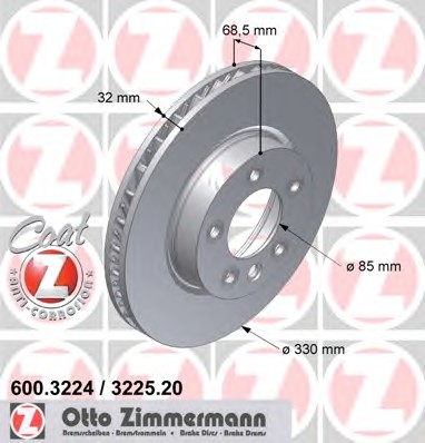 Тормозные диски ZIMMERMANN 600.3225.20