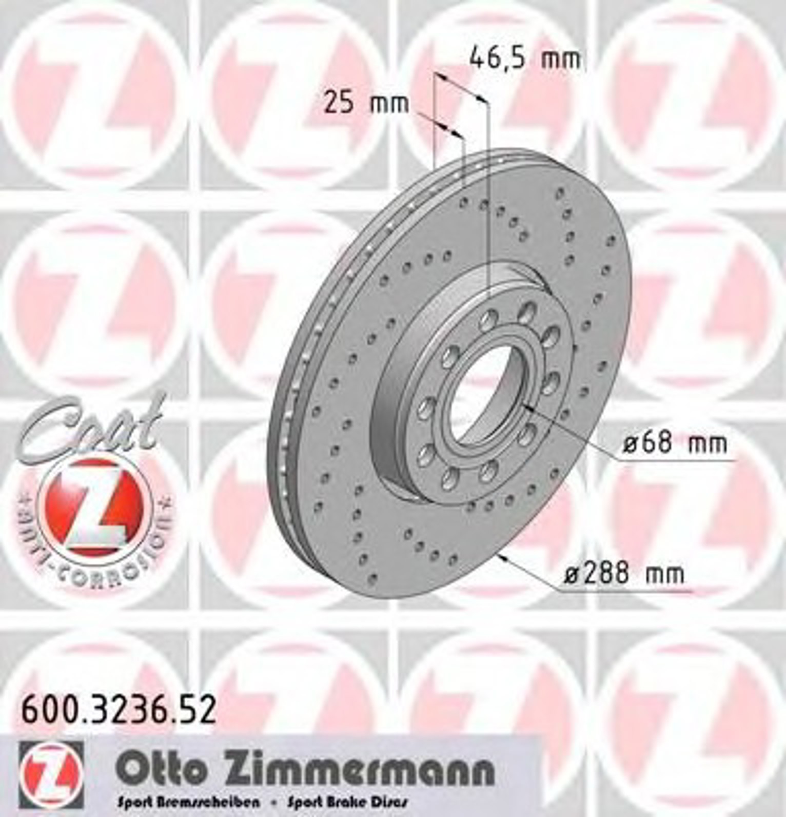 Диск тормозной ZIMMERMANN 600.3236.52