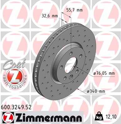 Тормозные диски ZIMMERMANN 600.3249.52