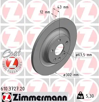 Диск тормозной ZIMMERMANN 610.3727.20